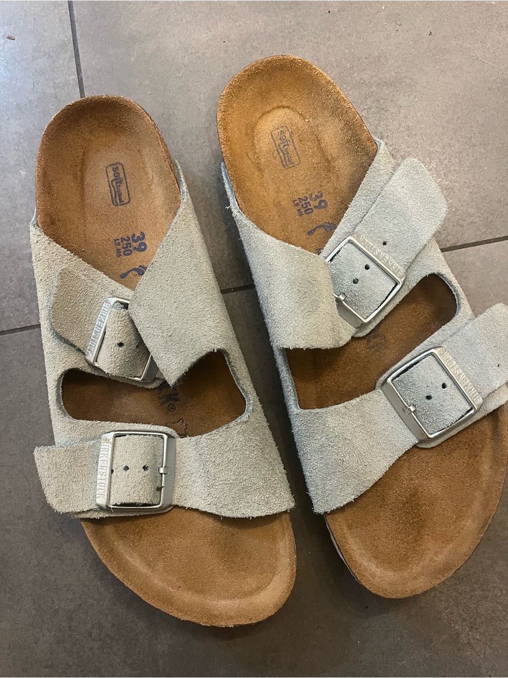 Birkenstock Arizona Light Blue Suede Soft Footbed Sandals
